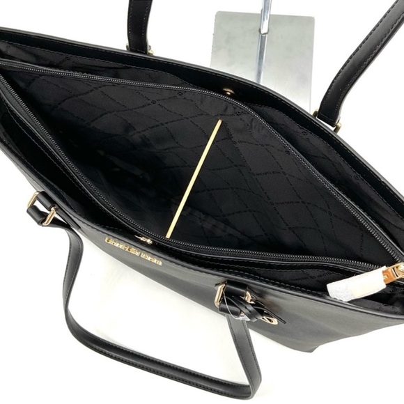 Michael Kors Bag Large Sheila Mf Tote Bag & Large Trifold Wallet Black/Gold - Picture 10 of 14